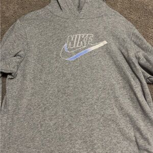 Nike Heather Gray Hoodie with Blue Accents